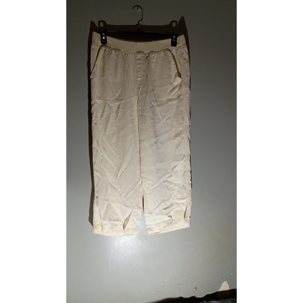 St. John's Bay Wide Leg High Rise Capris Pull-On Size L Women's Color: Birch